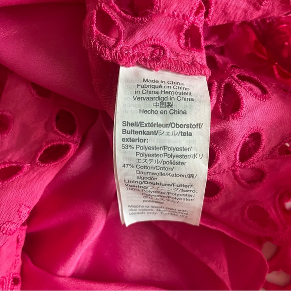 J. Crew Pink Sleeveless Mock Neck Embroidered Eyelet Blouse Size Medium - Picture 5 of 5